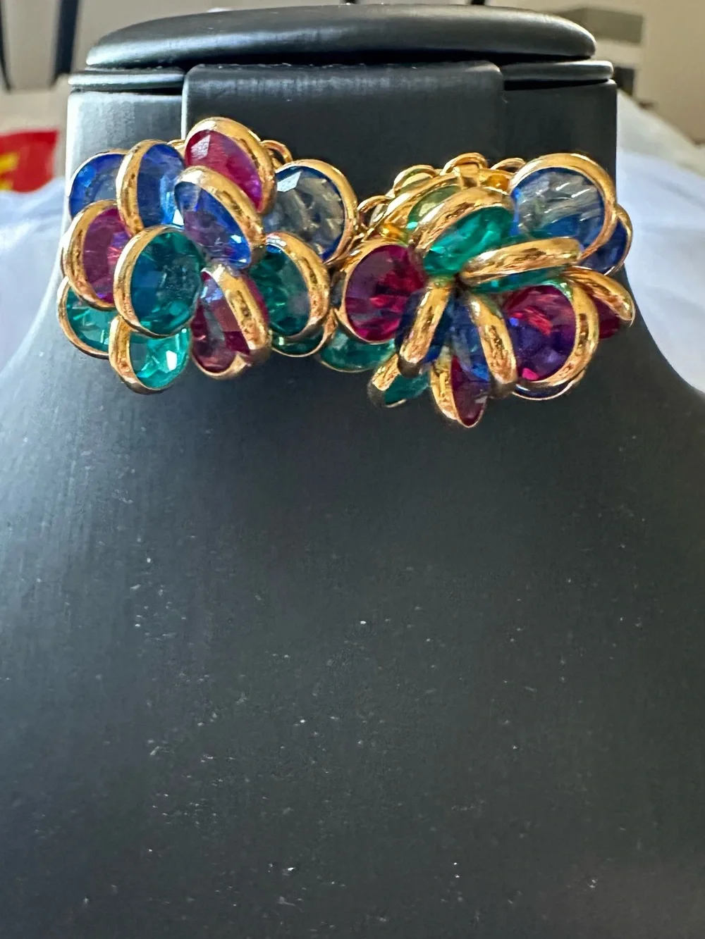 SAVVY By SWAROVSKI Colorful Bezel Set Crystals Earrings